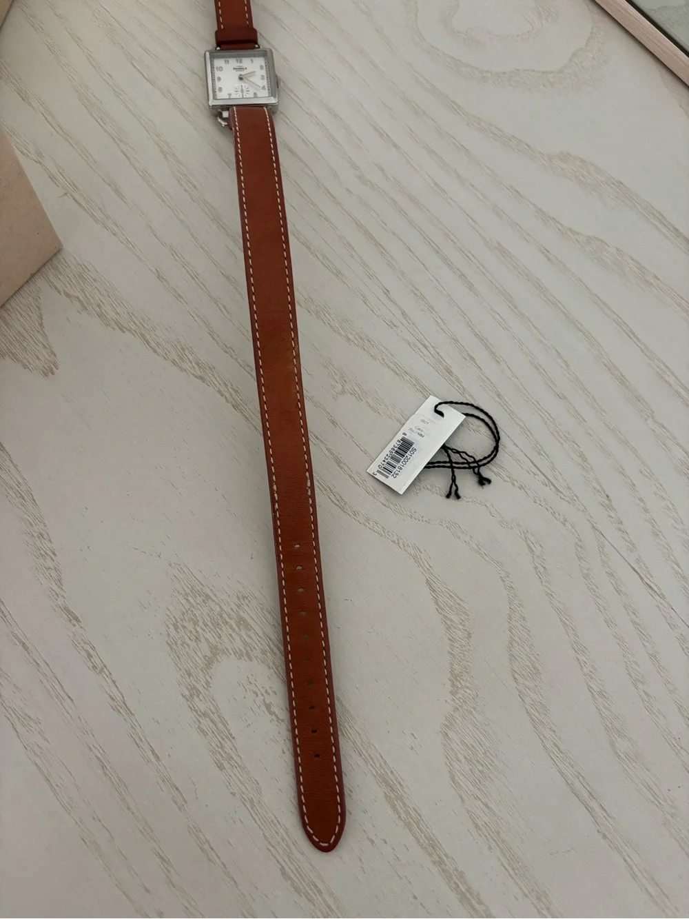 Shinola Women's Brown Double-Wrap Leather Watch with Silver Square Case